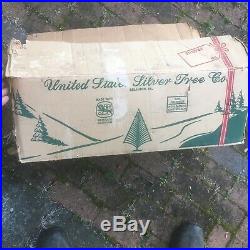 VTG Silver POM POM Aluminum Christmas Tree in BOX, 6 1/2 feet Deluxe, 99 Branches