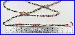 VTG Silver/Pink Mercury Glass Christmas Tree Garland Indented + Long Beads 12 ft