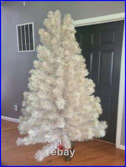VTG White and Silver Aluminum Christmas Tree 7 ft 1950's-1960's Retro Complete