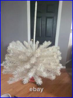 VTG White and Silver Aluminum Christmas Tree 7 ft 1950's-1960's Retro Complete