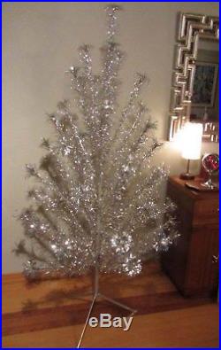 VTG Wonderland Silver Stainless Aluminum Christmas Tree 6½' ft 46 Branch POM-POM