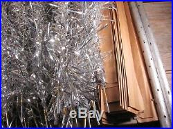 VTG silver tinsel aluminum Christmas tree trunk protective sleeves orig box