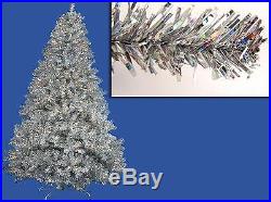 Vickerman 6' Pre-lit Silver Full Artificial Sparkling Tinsel Christmas Tree