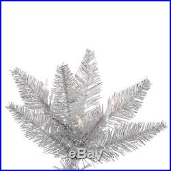 Vickerman 7.5' Silver Tinsel Fir Artificial Christmas Tree with 750 Clear Lights