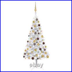 VidaXL Artificial Christmas Tree with LEDs&Ball Set Silver 47 PET (329187+330095)