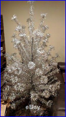 Vintage 100 Branch US Silver Tree Co Aluminum Pom Pom Christmas Tree 6ft + Box