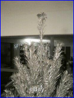 Vintage 105 branch 7' aluminum silver pom pom Christmas Xmas tree Consolidated