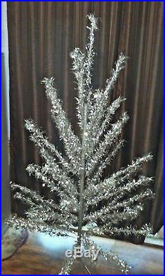 Vintage (1950's) 6 1/2 Ft. Duralite Silver Aluminum Tinsel Christmas Tree