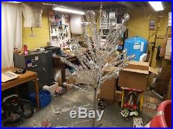 Vintage 1950's Silver Pom Pom Aluminum 6 Ft Foot Artificial Christmas Tree