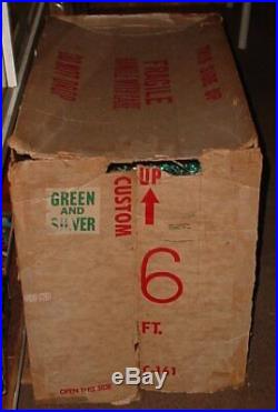 Vintage 1960's Starlite Revlis 6 Ft Green Silver Aluminum Christmas Tree Boxed