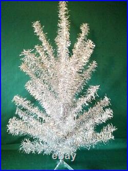 Vintage 1960s Aluminum Christmas Tree 3 Foot plus 44 Miniature ornaments