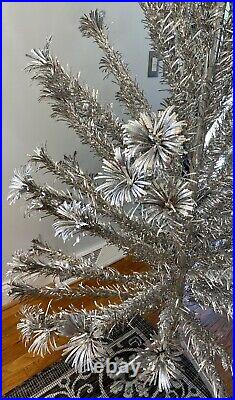 Vintage 1960s Evergleam 6 FT Silver Aluminum Christmas Tree with 94 Branches