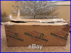 Vintage 1960s aluminum Silver Christmas Tree 5 1/2 Foot Taper Tree w box