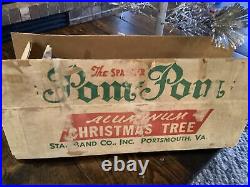 Vintage 2.5 Ft Silver Pom Pom Aluminum Christmas Tree In Box