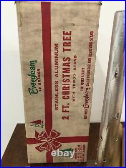 Vintage 2 FT. Aluminum SILVER EVERGLEAM Straight Christmas Tree with Box 1962