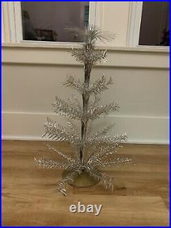Vintage 2 Silver Aluminum/Tinsel Christmas Tree Kitsch Mid Mod