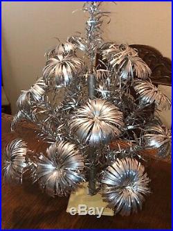 Vintage 23 Table Top Silver Aluminum Pom Pom Christmas Tree