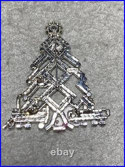 Vintage 3 1/4 Inch Silver Tone Christmas Tree Brooch Signed Ron