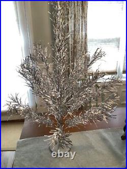 Vintage 3 foot Aluminum Imperial Christmas Tree Wood Base