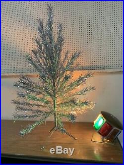 Vintage 4.5 ft Aluminum Silver Christmas Tree With Best Color Wheel