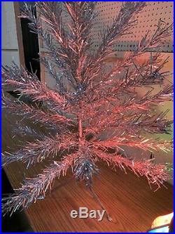 Vintage 4.5 ft Aluminum Silver Christmas Tree With Best Color Wheel