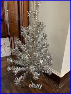 Vintage 4 Foot Aluminum POM POM MCM Christmas Tree