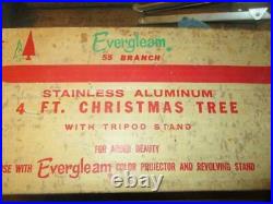 Vintage 4 Ft Evergleam Aluminum Christmas Tree InOriginal Box. No Center Pole
