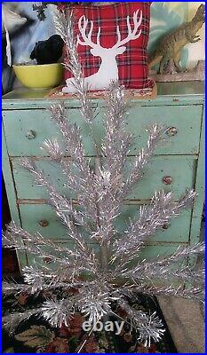 Vintage 4 foot aluminum Christmas tree silver retro holiday chic guc chic decor