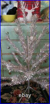 Vintage 4 foot aluminum Christmas tree silver retro holiday chic guc chic decor