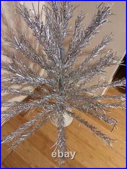 Vintage 4ft Aluminum Taper Christmas Tree Original Box & Sleeves Silver Tree 4