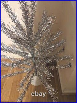 Vintage 4ft Aluminum Taper Christmas Tree Original Box & Sleeves Silver Tree 4
