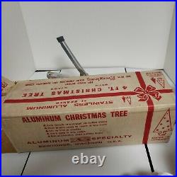 Vintage 50s 60S Evergleam 4FT SILVER Aluminum Christmas Tree WithBOX WOOLWORTHS