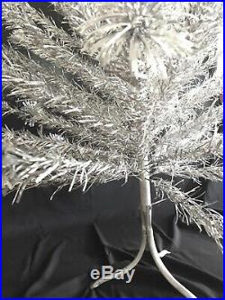 Vintage 50s 60s Mid Century 6' Pom Pom Sparkler Silver Aluminum Christmas Tree