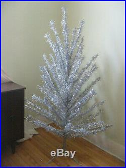 Vintage 50s 60s Midcentury Modern Silver Aluminum Christmas Tree 6