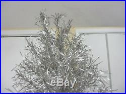 Vintage 6.5' Foot Silver Aluminum Metal Tinsel Christmas Tree 145 Branchs Stand