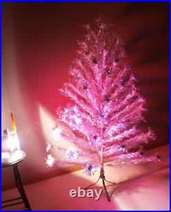 Vintage 6' Aluminum Taper Christmas Tree 82 Branches Pom Color Wheel Light Box