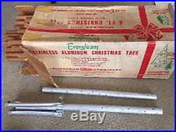 Vintage 6' EVERGLEAM 79 Branch Silver ALUMINUM CHRISTMAS TREE in Orig Box