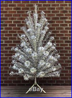 Vintage 6' Evergleam Silver Aluminum Pom Pom Christmas Tree COMPLETE 95 Branches