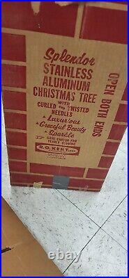 Vintage 6 FT ALUMINUM CHRISTMAS TREE Pom Pom R. O Kent Splendor Color Wheel WithBox