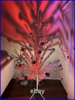 Vintage 6 FT Aluminum Pom Pom Christmas Tree With Stand & Box