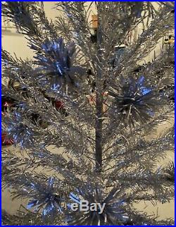 Vintage 6 Ft. 87 Branch SILVER ALUMINUM CHRISTMAS TREE -Nice