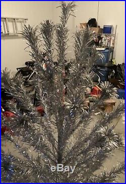 Vintage 6 Ft. 87 Branch SILVER ALUMINUM CHRISTMAS TREE -Nice