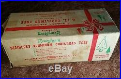 Vintage 6 Ft Evergleam Pom Pom Aluminum Christmas Tree Rare 78 Branch Silver