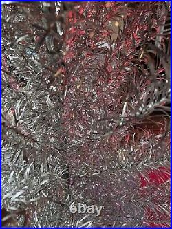 Vintage 6 Ft SILVER FOREST Silver Aluminum Christmas Tinsel Tree