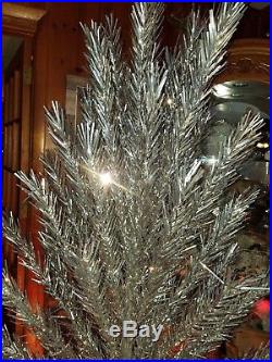 Vintage 6 Ft. Silver Christmas Tree WithRotating Light
