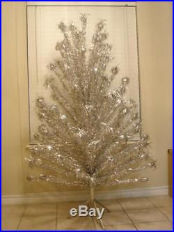 Vintage 6 Ft Silver Evergleam Aluminum Pom Pom Christmas Tree 91 Branches
