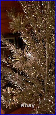 Vintage 6 Ft Silver Pom Pom Aluminum Christmas Tree
