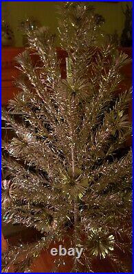 Vintage 6 Ft Silver Pom Pom Aluminum Christmas Tree