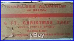 Vintage 6 Ft Silver Stainless Aluminum Specialty Tinsel Christmas Tree