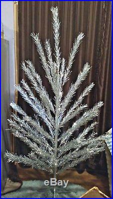 Vintage 6 Ft Sparkler Silver Aluminum Tinsel Christmas Tree